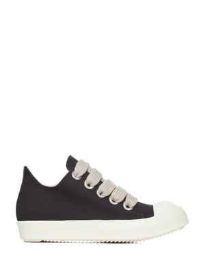 Rick Owens Front Lace-Up Cotton Sneakers - White