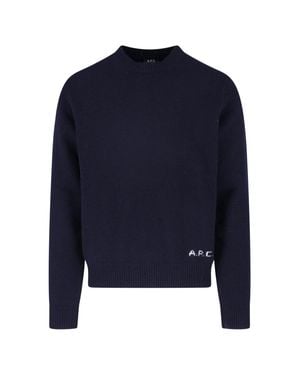 A.P.C. A. P.C. 100% Wool Crewneck Sweater - Blue