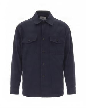 Paolo Pecora Button-Up Overshirt With Patch Pockets - Blue
