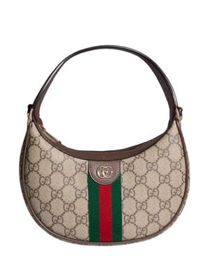 Gucci Double G Mini Web Chain Shoulder Bag With Zip Closure - Natural