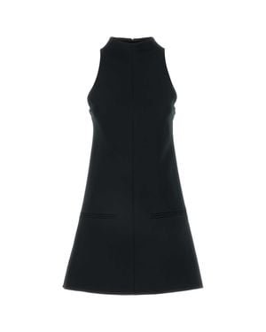 Courreges Short Twill Dress With A Mock Turtleneck - Black