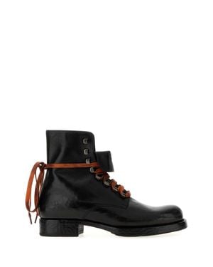 Prada Leather Ankle Boots - Black