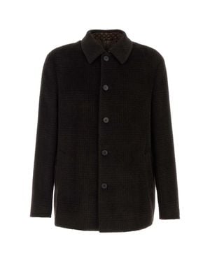 Etro Caban Wool-Blend Overcoat For - Black