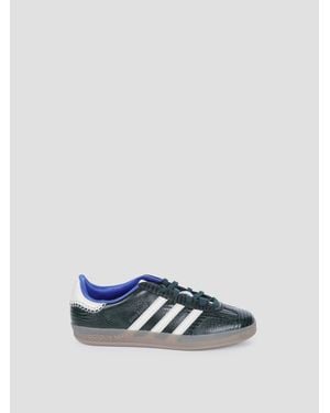 adidas Croc-Embossed Gazelle Sneaker With Leather & Textile Upper - Blue