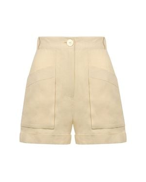 COUTR.COM Le Kasha Tabag Organic Linen-Gauze Shorts - Natural