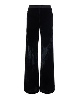 Semicouture Velvet Pants With Pockets And Straight Hems - Black