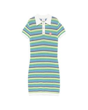CASABLANCA Straight Dress With Knit Design And Contrasting Polo Collar - Blue