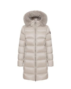 Colmar Faux Fur Long Down Coat - White