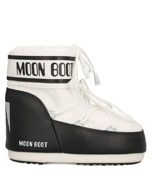 Moon Boot Ambidextrous Mini Water-Repellent Logo-Panel Lace-Up Boots - White