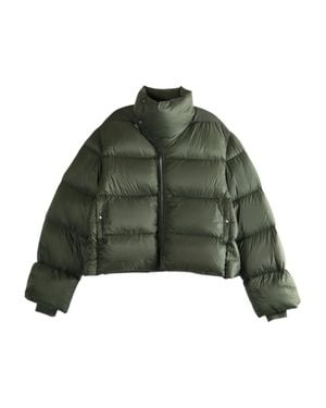 Rick Owens Down Jacket With Asymmetrical Zip - Green