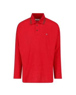 Vivienne Westwood Long-Sleeve Cotton Polo Shirt - Red
