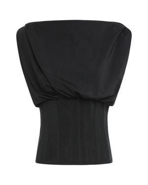 FROLOV Draped-Detail Corset Top - Black