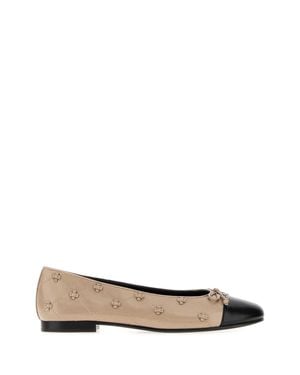 Tory Burch Dove Leather Bunny Mini Ballerinas - White