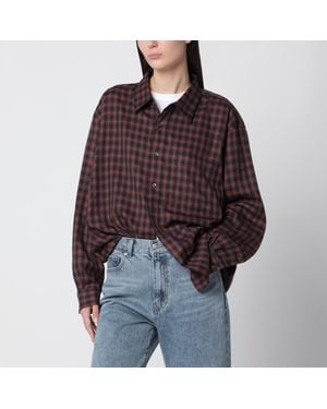 DUNST Brick Checked Flannel Shirt With Chest Pocket - Red