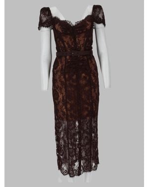Self-Portrait Lace Off-Shoulder Maxi Dress With Belt - Brown