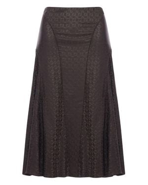 Fendi Ff Jacquard Silk Skirt - Gray