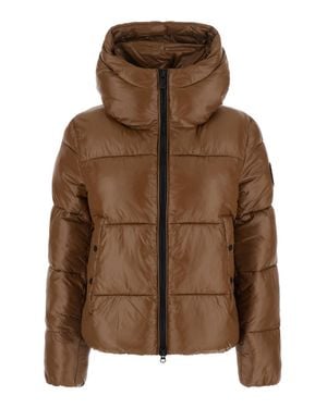 Save The Duck Biddy Down Jacket With Hood And Pockets - Brown