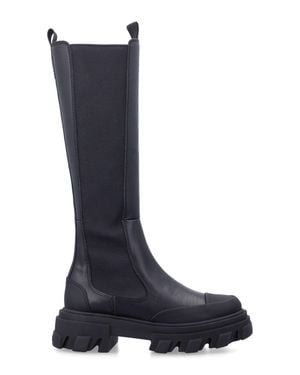 Ganni High-Shaft Cleated Chelsea Boots - Blue