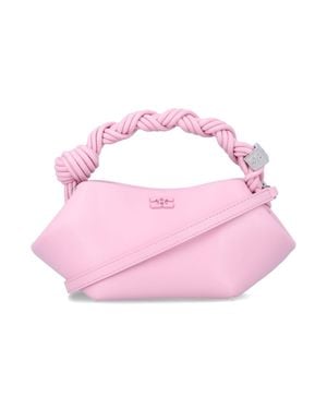 Ganni Mini Bou Braided Handbag With Dice Charm & Crossbody Strap - Pink