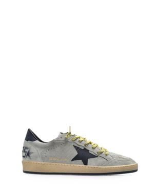 Golden Goose Ballstar Suede Sneaker With Side Star & Lace-Up Detail - Blue