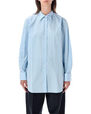 Prada Oversized Cotton Button-Front Shirt - Blue
