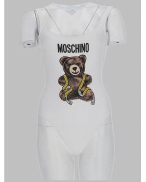 Moschino Graphic Bear One-Piece Swimsuit - White