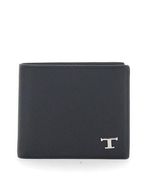 Tod's Leather Bifold Wallet With T Logo Plate, 11X9.5X2 Cm - Black