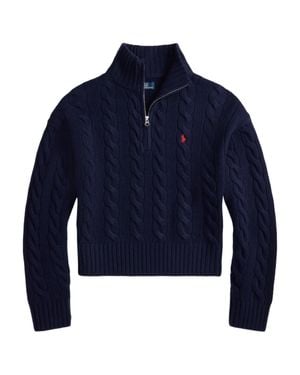 Polo Ralph Lauren Rib-Knit Quarter-Zip Sweater For - Blue