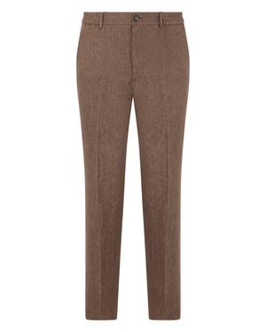 Slowear Tapered Fit Linen Pants - Brown