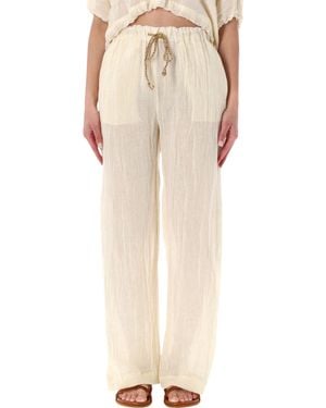 120% Lino Crinkle Linen Pants - Natural