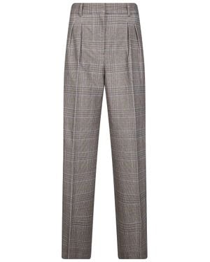 Circolo 1901 P. Galles Tailored Soft Touch Plaid Straight-Leg Pants - Gray