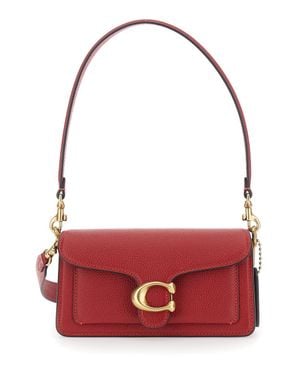 COACH Tabby 20 Mini Leather Crossbody Handbag With Logo Plaque And Adjustable Strap - Red