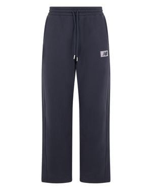 New Balance Fleece Sweatpants With Elastic Waist & Drawstring - Blue