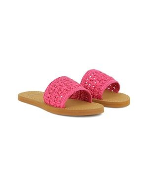 Chloé Raffia Mini Sandals With Logo And Rubber Sole - Pink