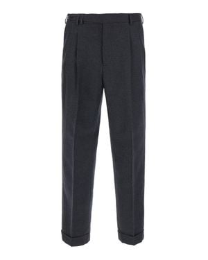 PT Torino Tailored Straight-Leg Dress Pants With Front Pleats And Belt Loops - Blue
