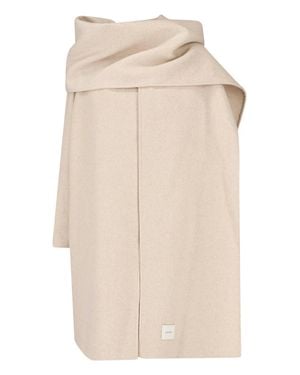 Calvin Klein Oversized Wool Blend Wrap Coat - Natural