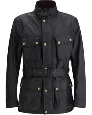 Belstaff Water-Repellent Corduroy-Lined Checkered Twill Jacket With Storm-Proof Pockets - Black