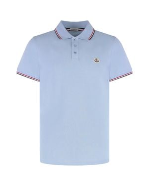 Moncler Classic Cotton-Piqué Polo Shirt For - Blue