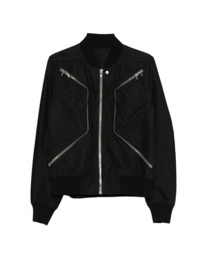 Rick Owens Canvas Bomber Jacket With Zip Pockets - Black