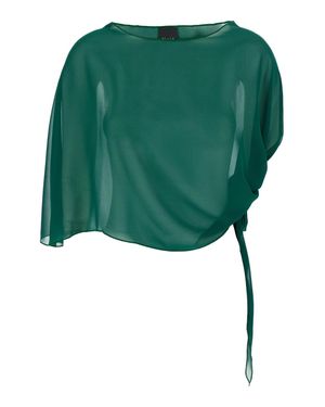 Le Plain Tech Fabric Semi-Transparent Stole With Side Knot Closure - Green