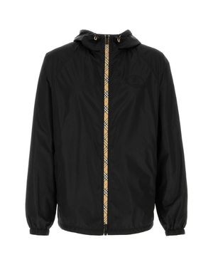 Burberry Logo Hood Jackets - Black