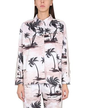 Palm Angels Island Print Shirt - White