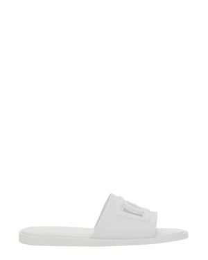 Dolce & Gabbana Beachwear Logo Slides - White