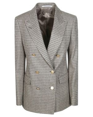 Tagliatore Lurex Houndstooth Jacket - Gray