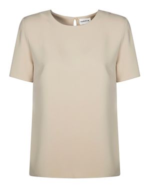 P.A.R.O.S.H. Cady Crewneck Short Sleeved Blouse - Natural