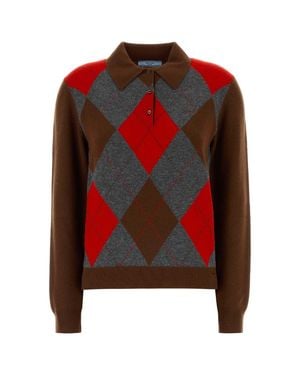 Prada Cashmere Polo Shirt For - Red