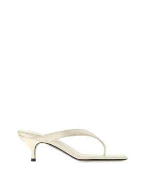 Miu Miu Ivory Leather Thong Slippers - Natural