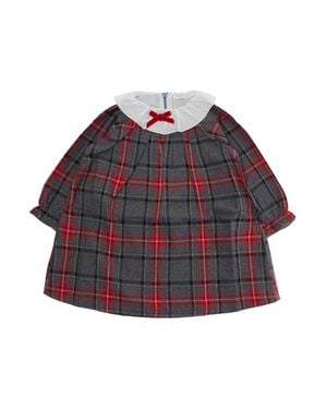 NANAN KIDS Baby Long Sleeve Cotton Dress With Round Neck - Red
