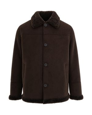 Herno Shearling-Lined Button Coat - Black