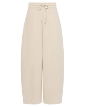 Max Mara Technical Cotton T-Shirt Pants With Elastic Drawstring Waist & Slant Pockets - Natural